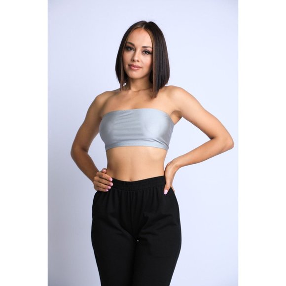 Boutique Tops - Women's Casual Sleeveless Off The Shoulder Tube Top Bandeau Nylon Spandex Comfy
